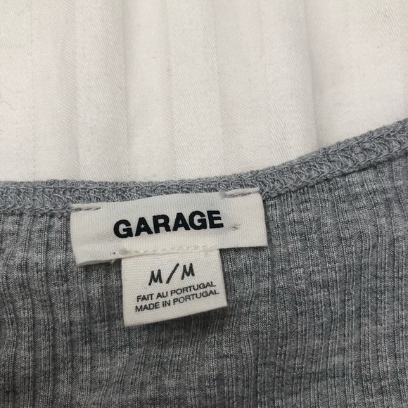 Garage Grey Ribbed Tie Knot Front Crop Top - Picture 4 of 4